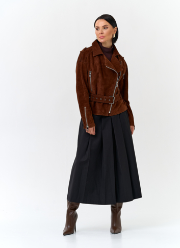 Куртка из натуральной замши с поясом