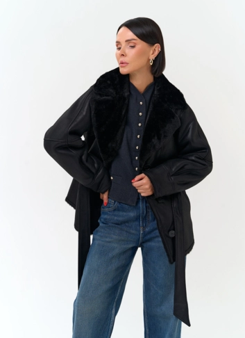 Женская дубленка из эко замши