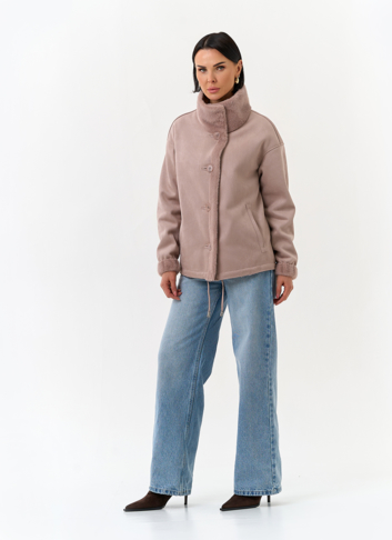 Женская двухсторонняя дубленка из эко замши