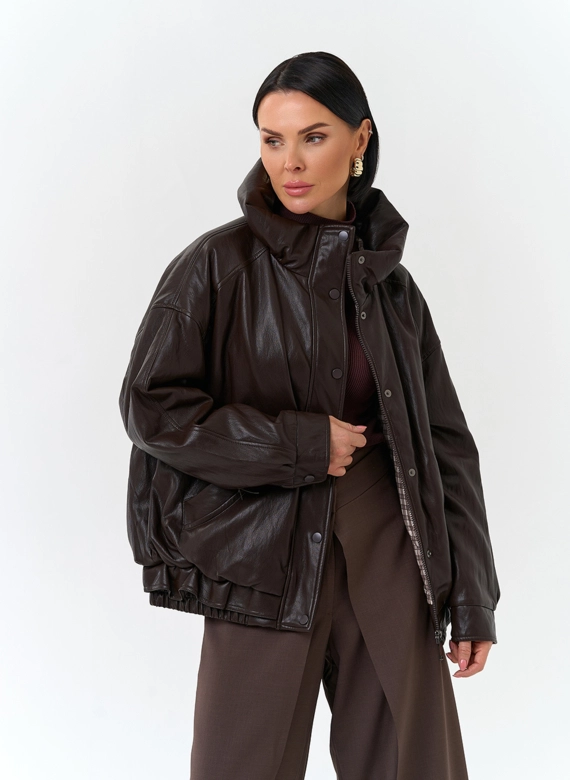 Женская утепленная куртка из эко кожи