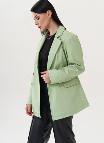 Пиджак из эко кожи с английским воротником