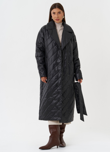 Стеганый пуховик с английским воротником