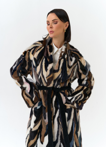 Шуба из норки в стиле пэчворк