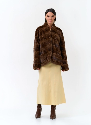 Жакет из меха частей норки фото
