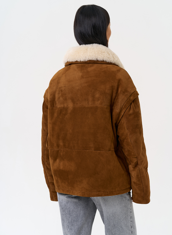 Пуховик - трансформер из натуральной замши