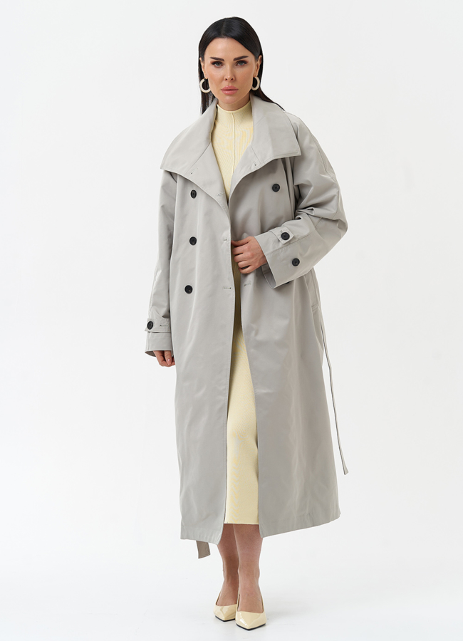 Длинный женский плащ  модель № 30269 меха малина