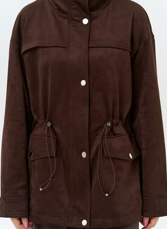 Женская куртка парка из эко замши 