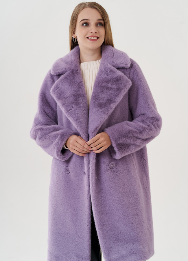 Женского пальто из эко меха на пуговицах модель № 25741 универмаг малина