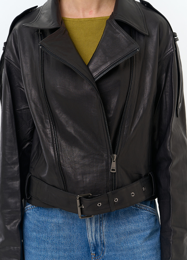 Женская куртка косуха из натуральной кожи модель № 26849 в рассрочку