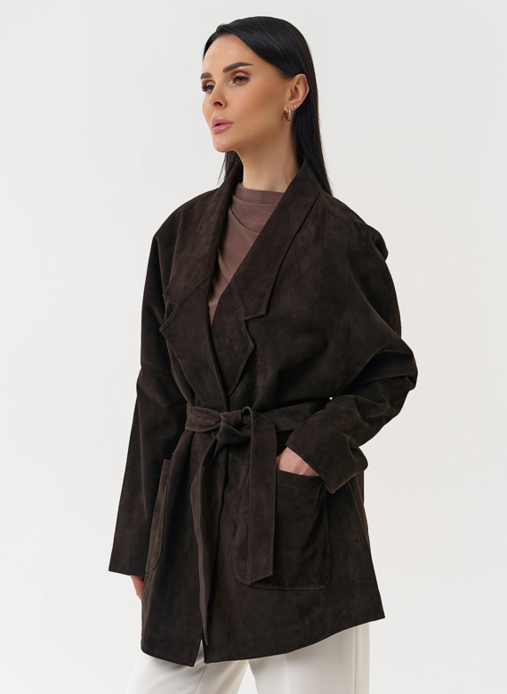 Куртка из натуральной замши коричневого цвета