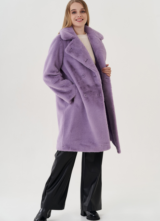 Женского пальто из эко меха на пуговицах модель № 25741 универмаг малина