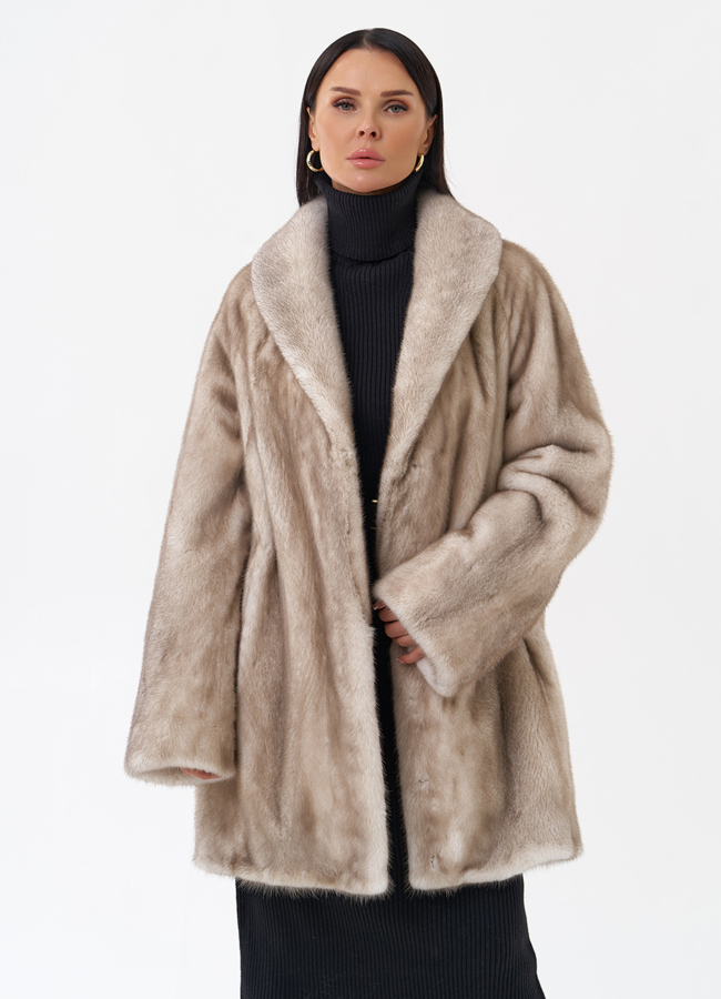 Норковая шуба с воротником модель № 29172 универмаг малина