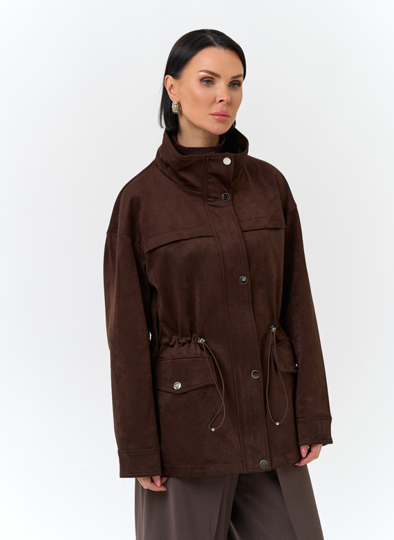 Женская куртка парка из эко замши 