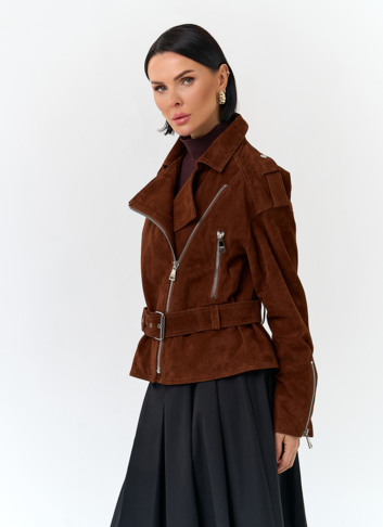 Куртка из натуральной замши с поясом