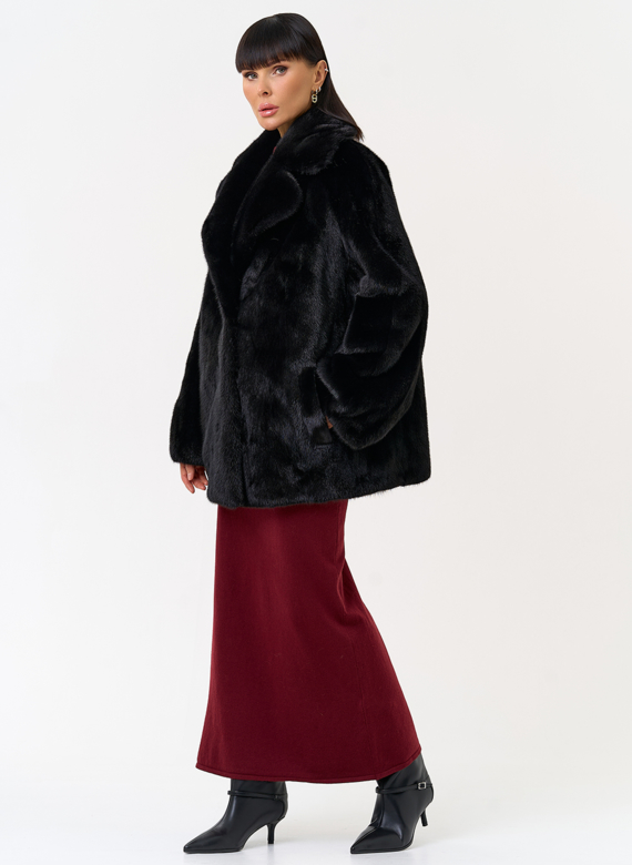 Женская шуба из скандинавской норки с английским воротником