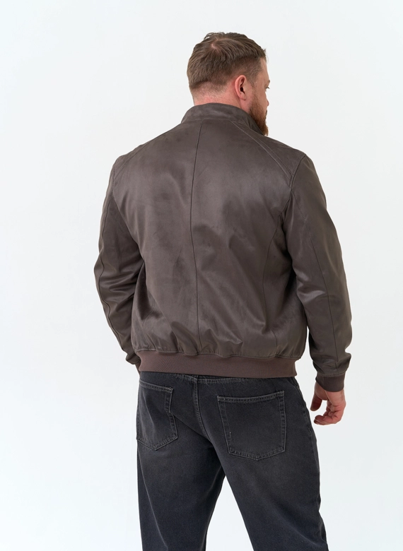 Мужская куртка бомбер из эко замши фото