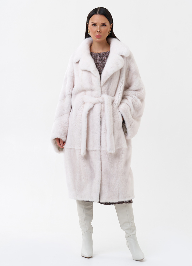 Белая норковая шуба модель № 29167 универмаг малина