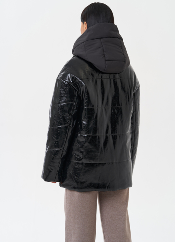 Куртка женская из эко кожи с капюшоном