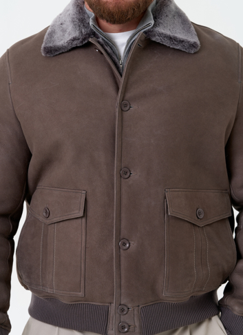 Мужская натуральная дубленка бомбер