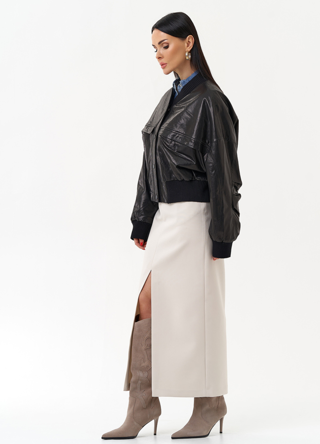 Женская куртка бомбер из натуральной кожи модель № 30097 универмаг малина