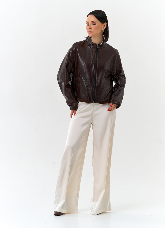 Женская короткая куртка из натуральной кожи модель № 32539 в кредит