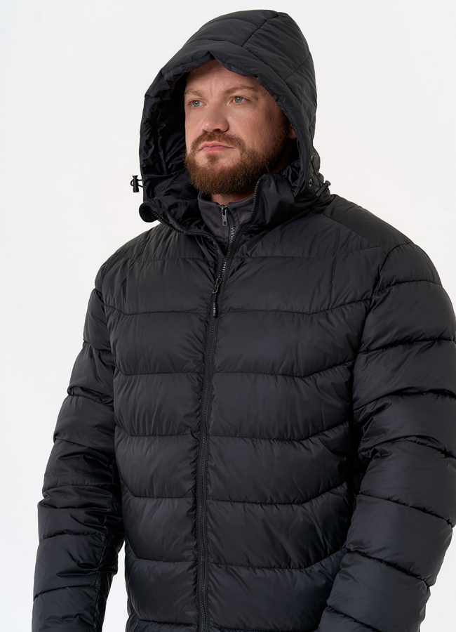 Мужской пуховик черного цвета модель № 31464 универмаг малина