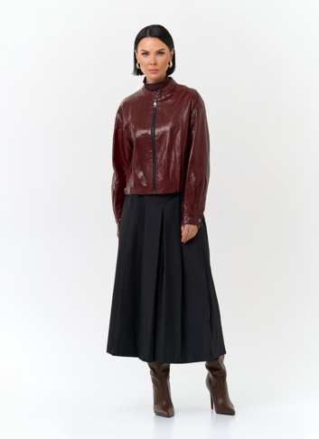 Куртка из натуральной кожи бордового цвета