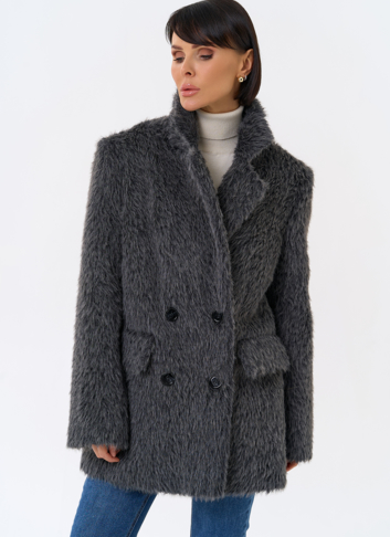 Женское утепленное пальто с английским воротником