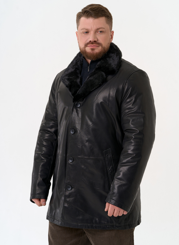 Мужская дубленка с английским воротником