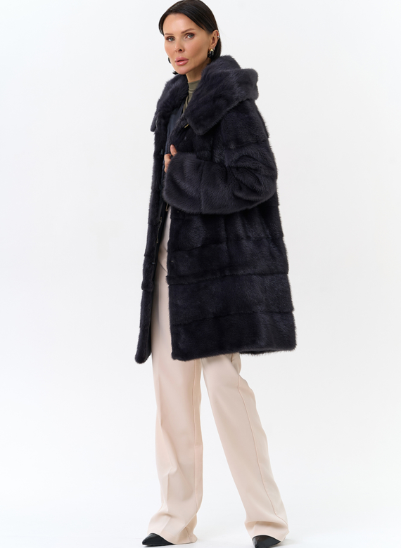 Норковая шуба трансформер с капюшоном