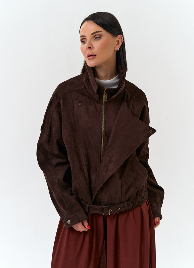 Женская куртка бомбер из эко замши модель № 33031 универмаг малина