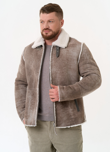 Светлая мужская дубленка