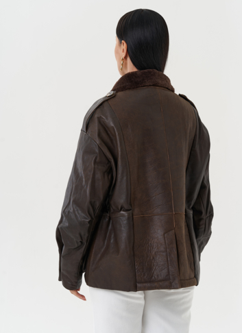 Комбинированная куртка из натуральной кожи и овчины