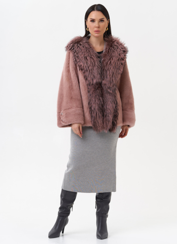 Короткая шуба из норки с чернобуркой