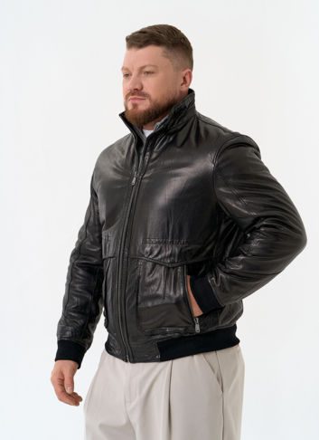 Мужская утепленная куртка из натуральной кожи