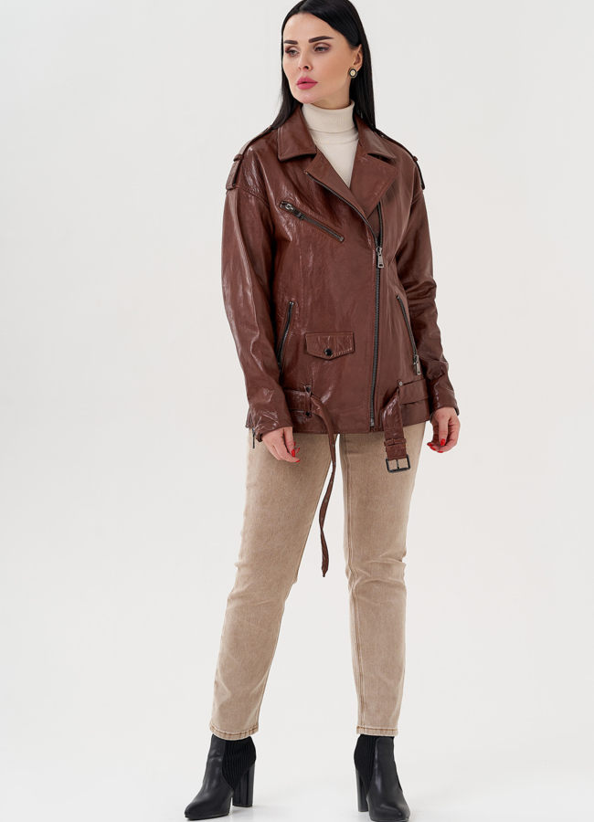 Куртка - косуха коричневого цвета модель № 24378 универмаг малина