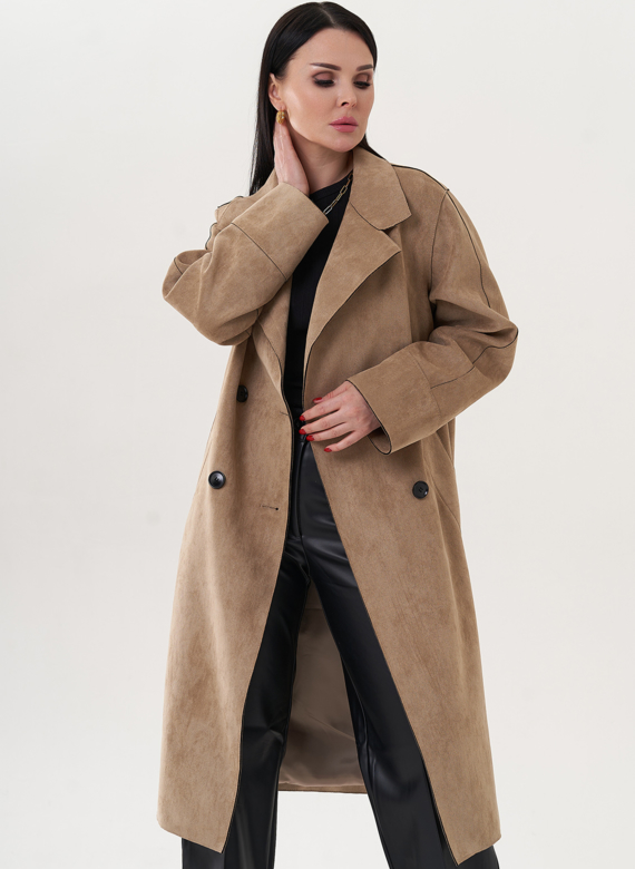 Пальто из эко замши