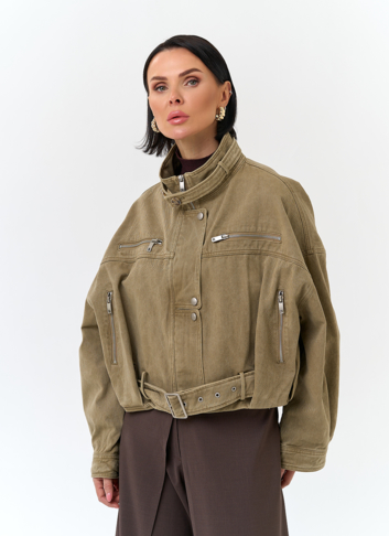 Женская короткая джинсовая куртка