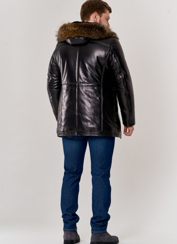 Мужской пуховик из натуральной кожи
