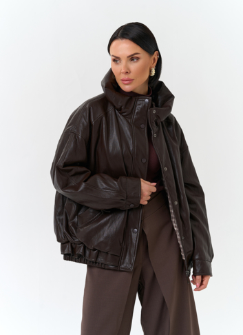 Женская утепленная куртка из эко кожи
