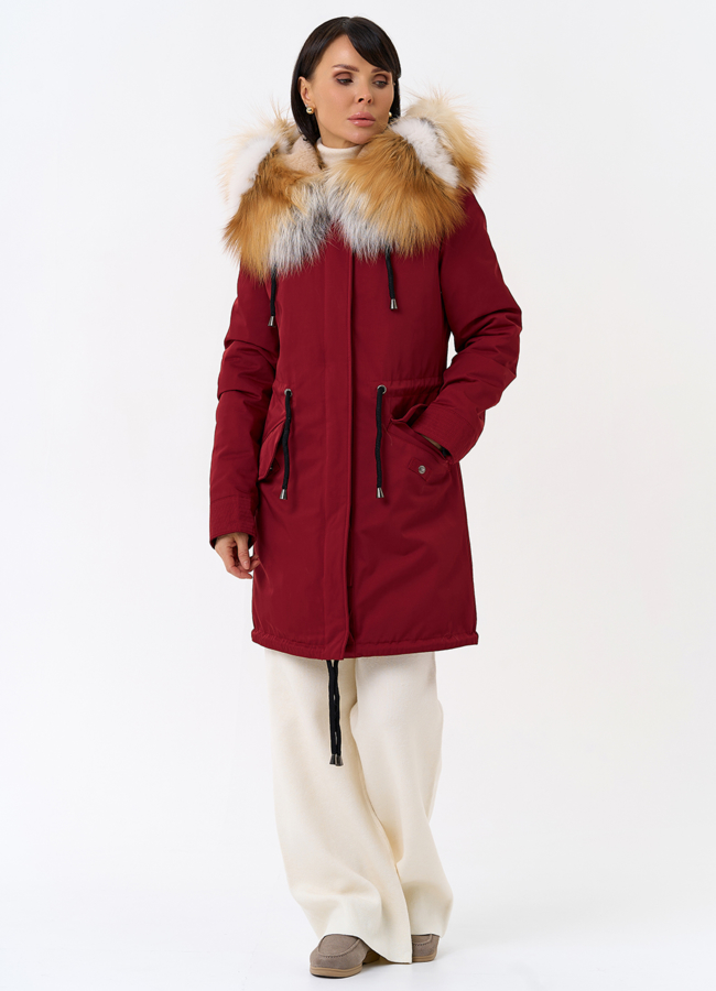 Женская парка с капюшоном из меха рыжей лисы модель № 31991 в рассрочку