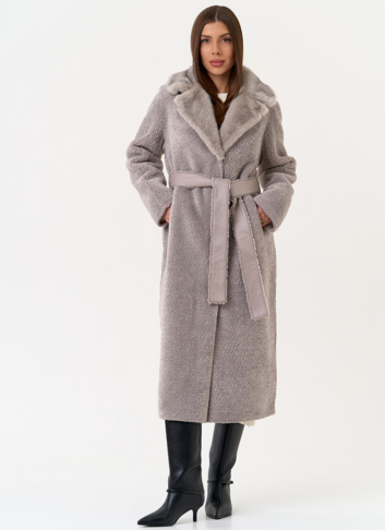 Женская двухсторонняя дубленка из эко замши